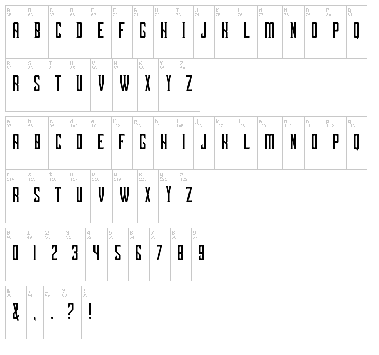 Dark Ministry font map